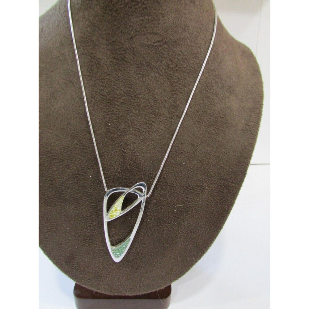 Swarovski 2006 Modern Pendant Elegant 18" with Green/Yellow/White Crystals